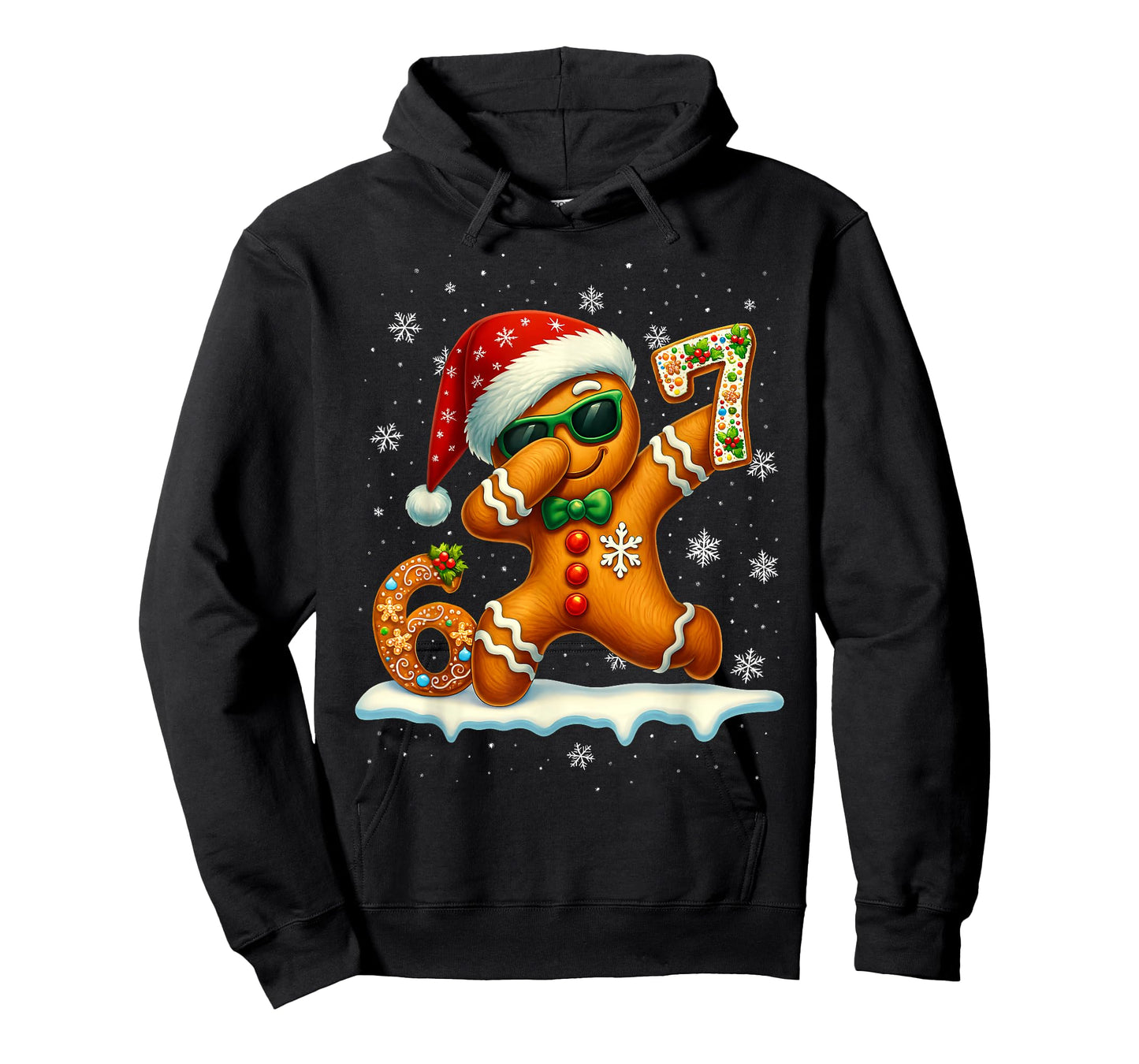 Funny Gingerbread Six Seven 67 Ice Cream Drip Christmas Boys T-Shirt
