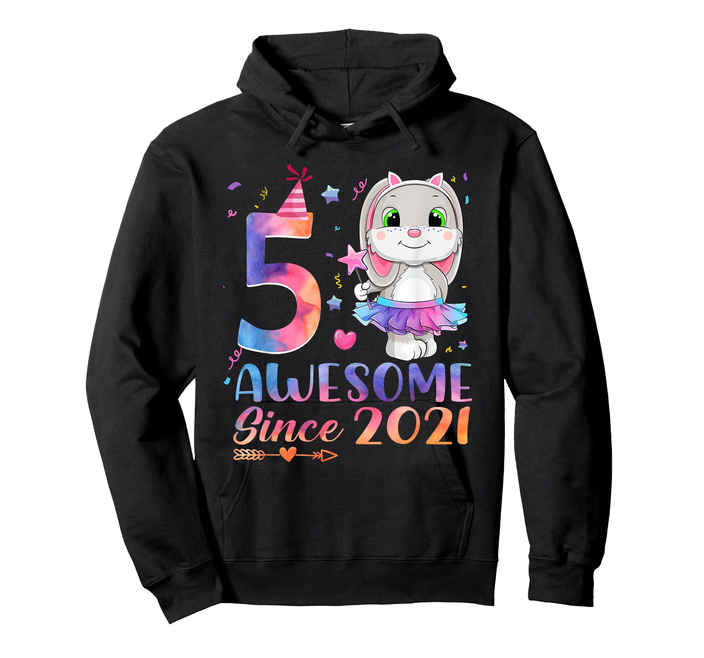5 Year Old Awesome Since 2021 5th Birthday Girl Rabbit T-Shirt