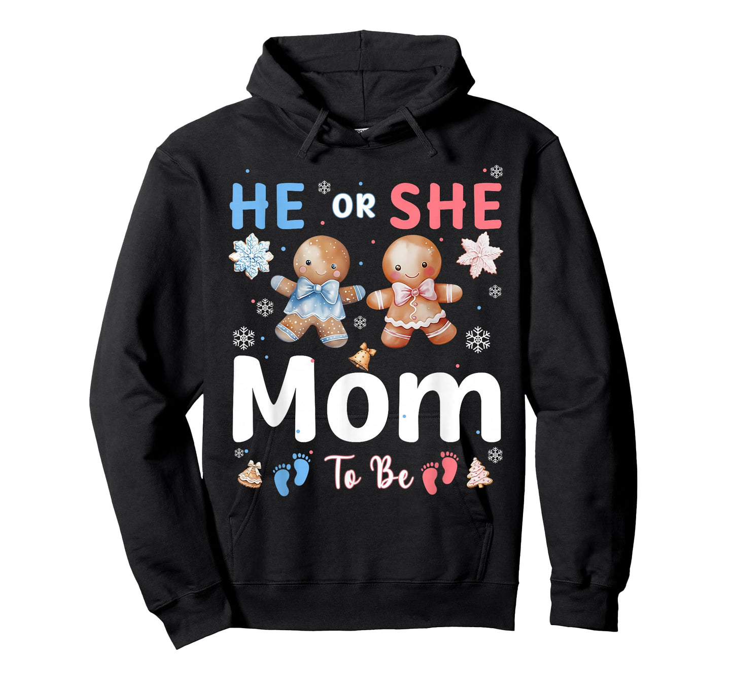 He or She Mom to Be Christmas Gingerbread Gender Reveal T-Shirt