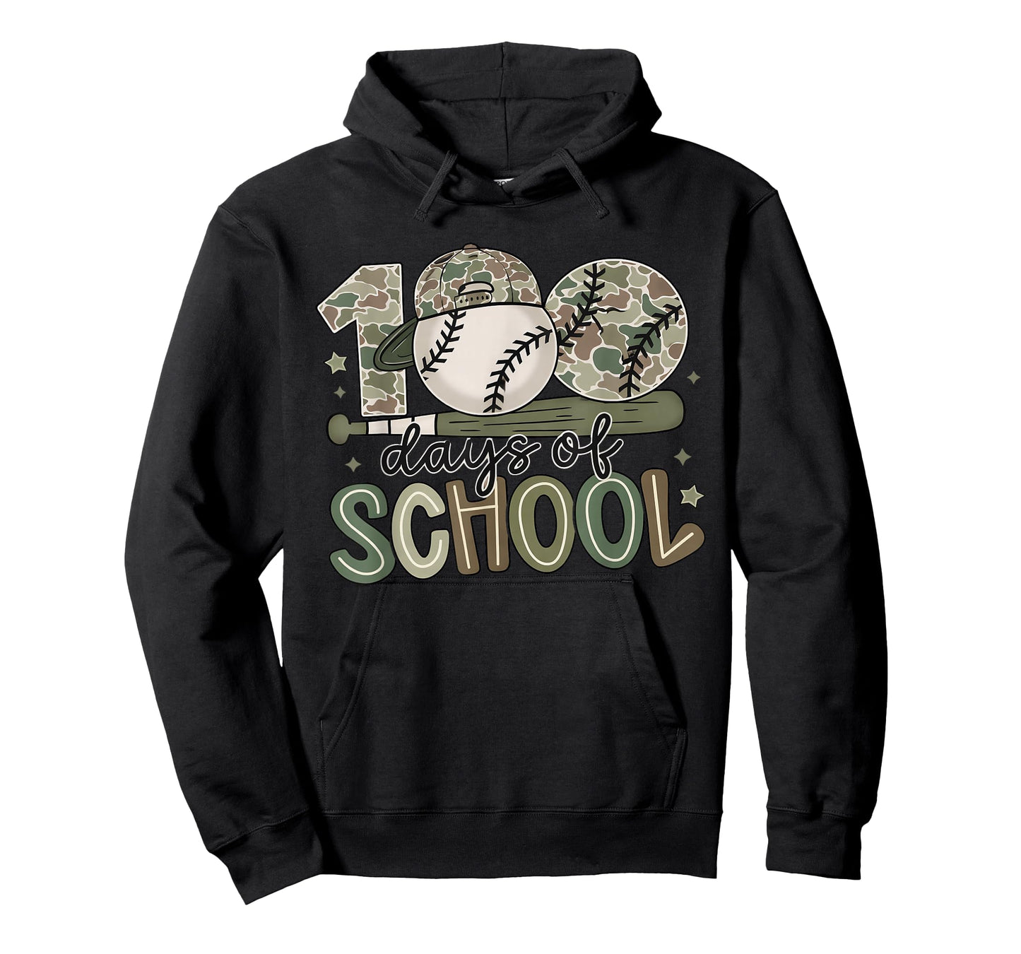 100 Days of School Baseball Camo Celebration T-Shirt