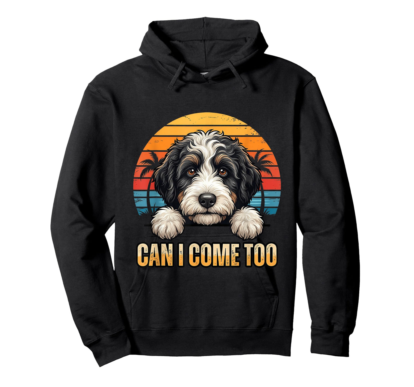 Bernedoodle Peeking Cute Bernedoodle Puppy Art T-Shirt