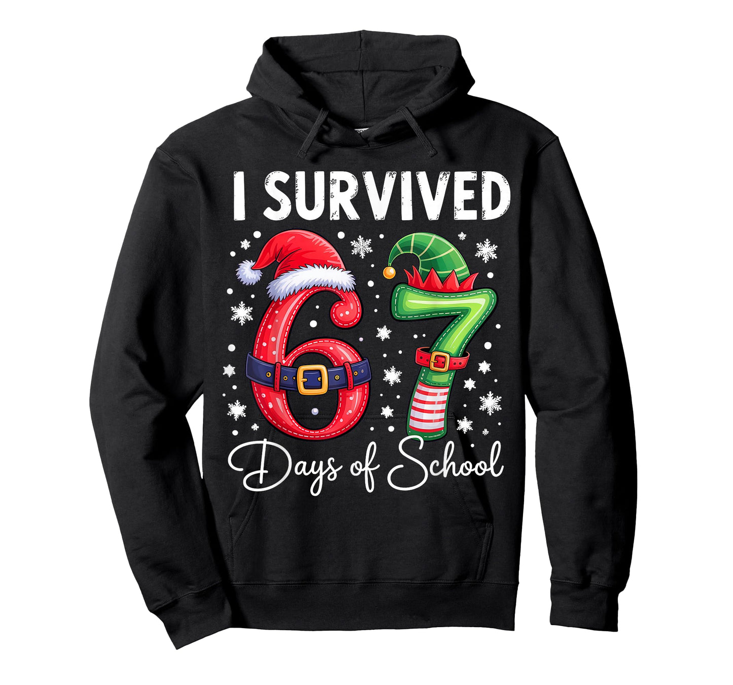 I Survived 67 Days of School Christmas Candy Cane Six Seven T-Shirt