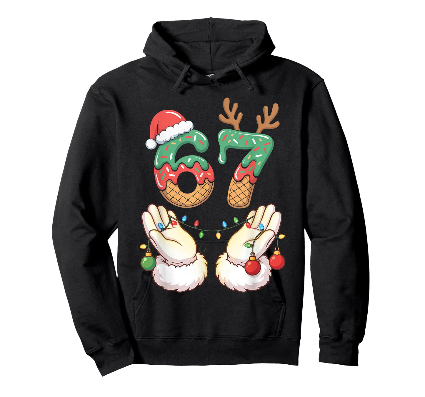 67 Meme Six Seven 6 7 Meme Funny Christmas Santa Reindeer T-Shirt