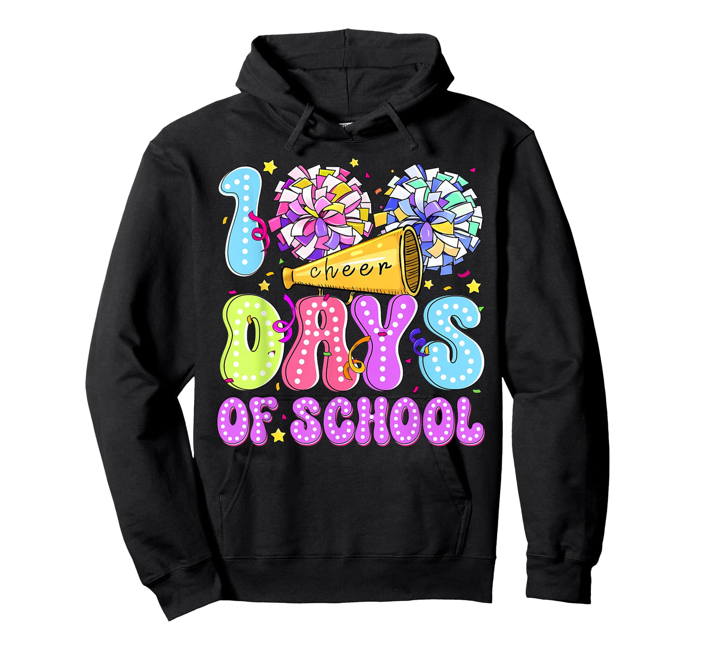 Colorful 100 Days of School Cheer Cheerleading Girl Women T-Shirt