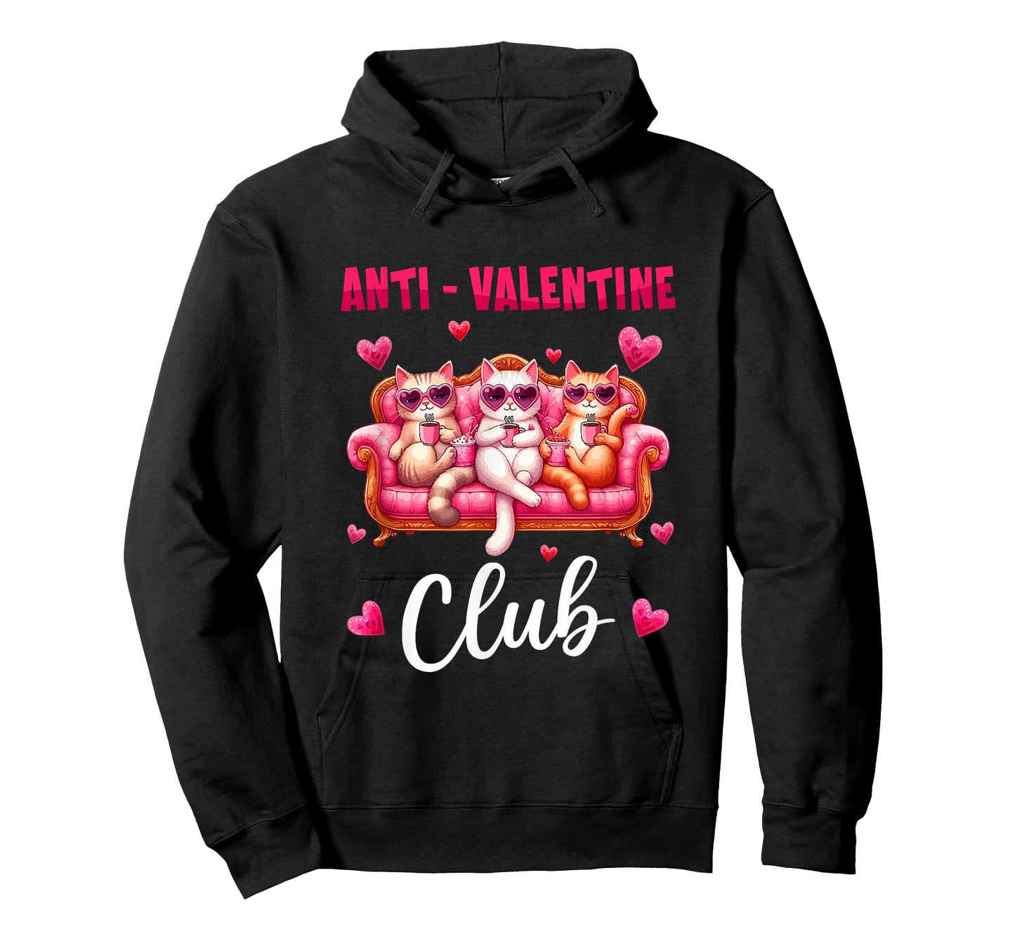 Valentine Club Sarcastic Anti Three Cute Cats Single T-Shirt
