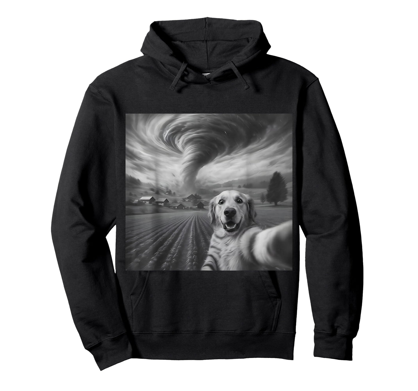 Dog Selfie with Tornado Storm Funny Dog Meme Humor T-Shirt T-Shirt