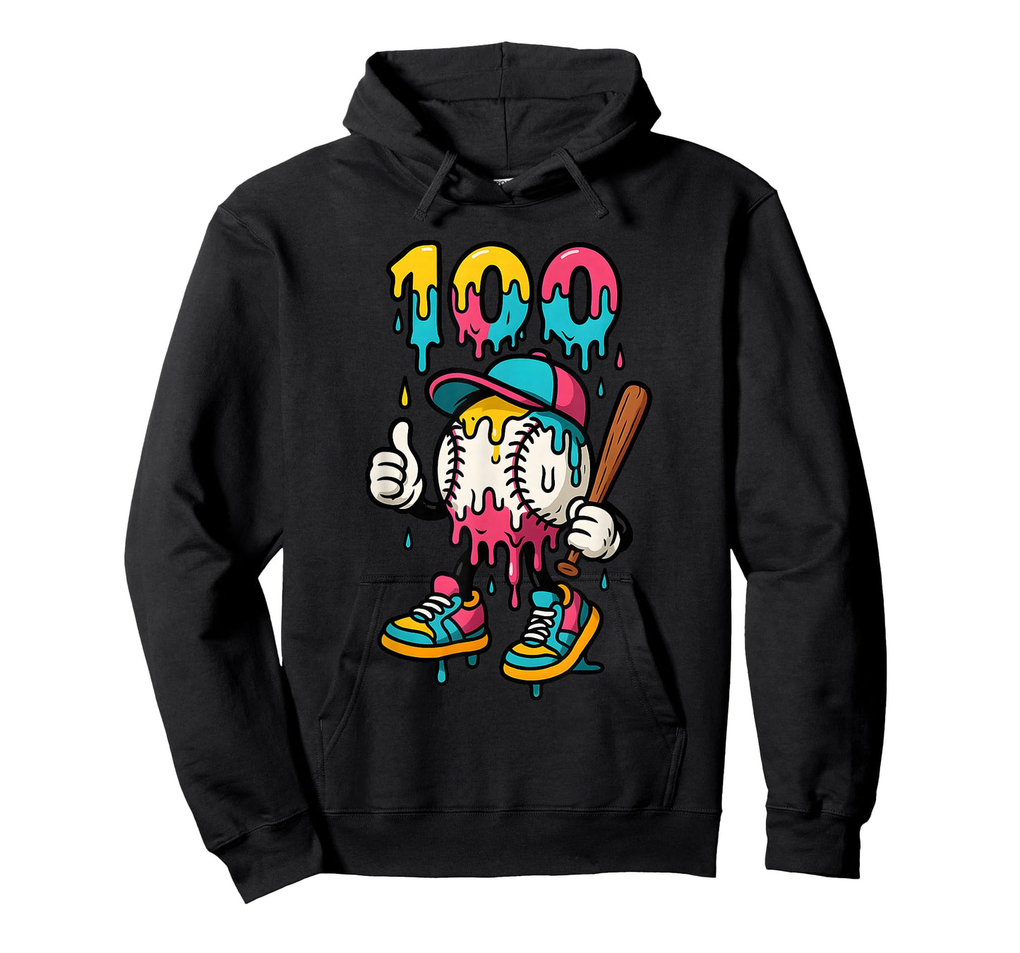 Ice Cream Drip Baseball Party 100 Days of School Teacher T-Shirt