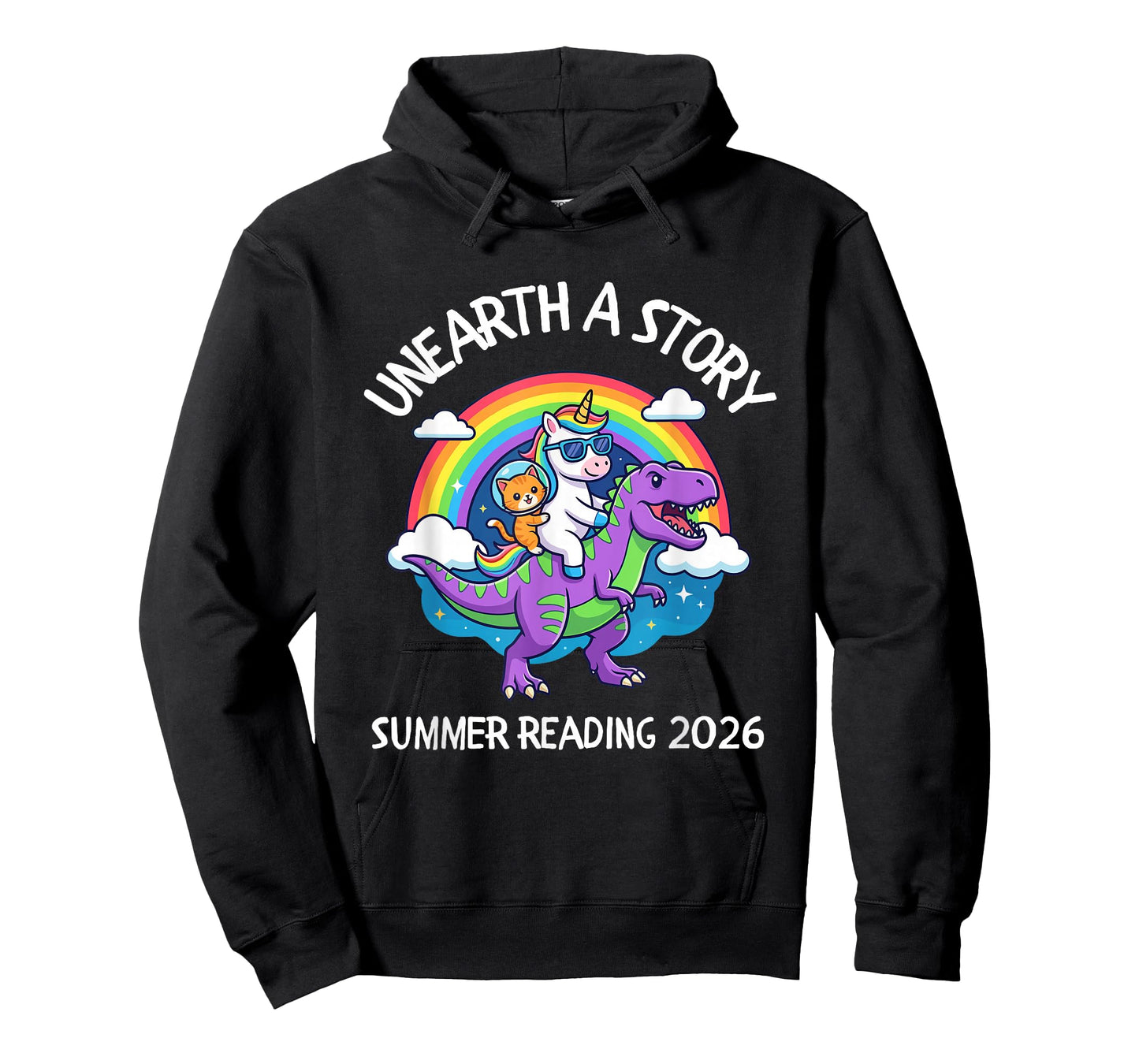 Unearth a Story 2026 Summer Reading Program Dinosaur Unicorn T-Shirt