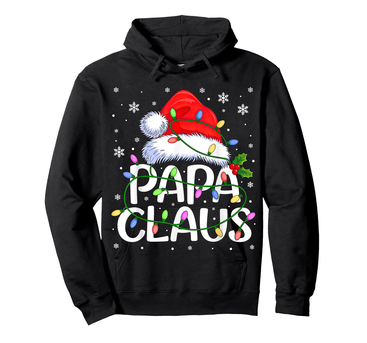 Mens Papa Claus Christmas Lights T-Shirt
