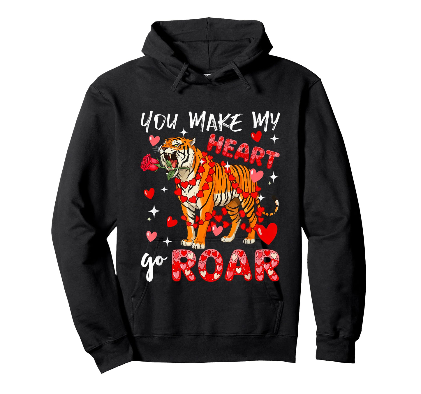 Make Heart Go Valentine's Day Cute Tiger Sound Floral Rose T-Shirt
