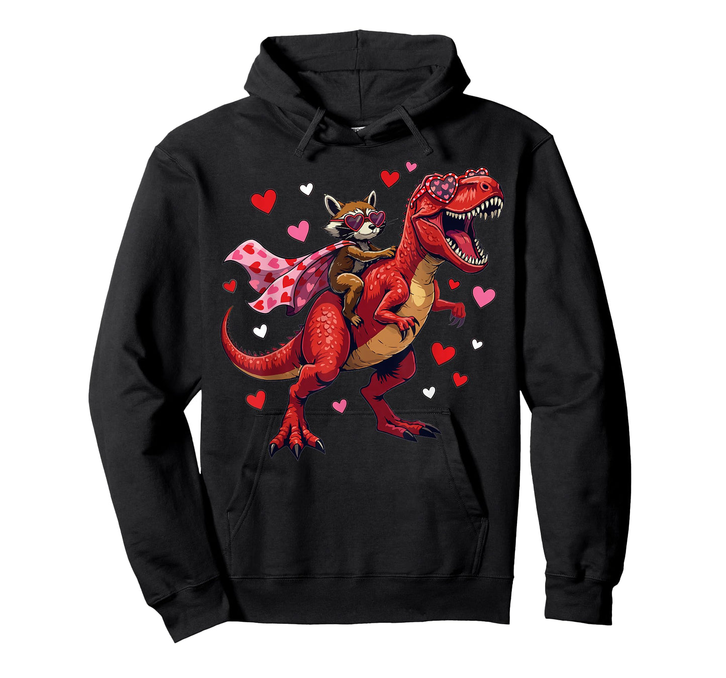 Valentines Day Raccoon Riding T rex Dinosaur T-Shirt