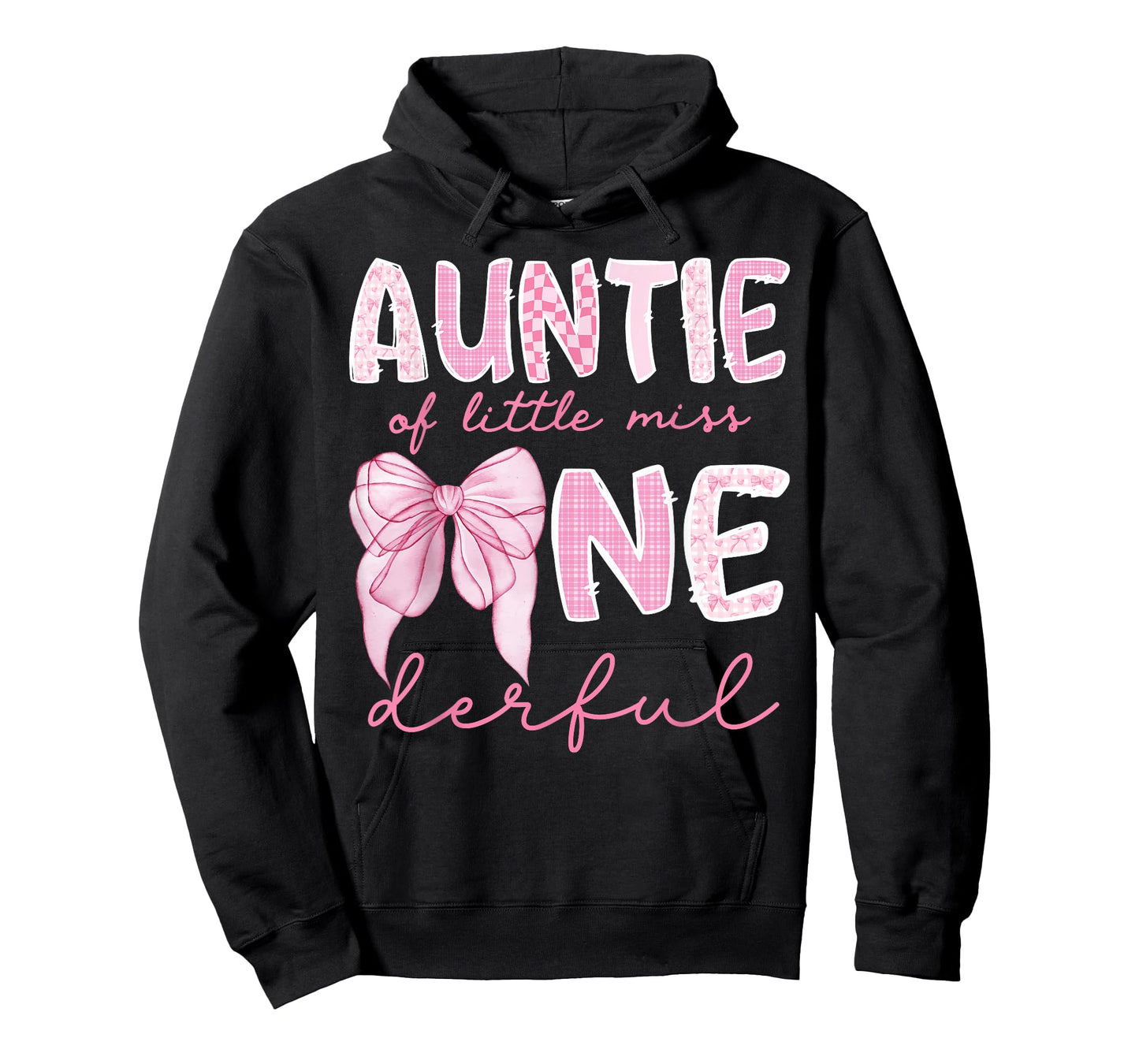 Auntie of Little Miss Onederful First Birthday Girl Bow T-Shirt
