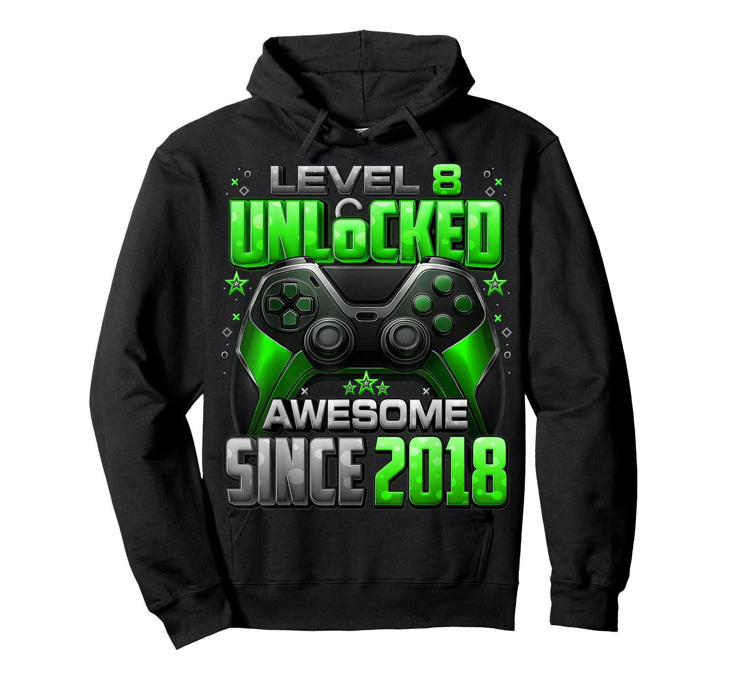 Level 8 Unlocked Awesome Since 2018 8th Birthday Gaming T-Shirt