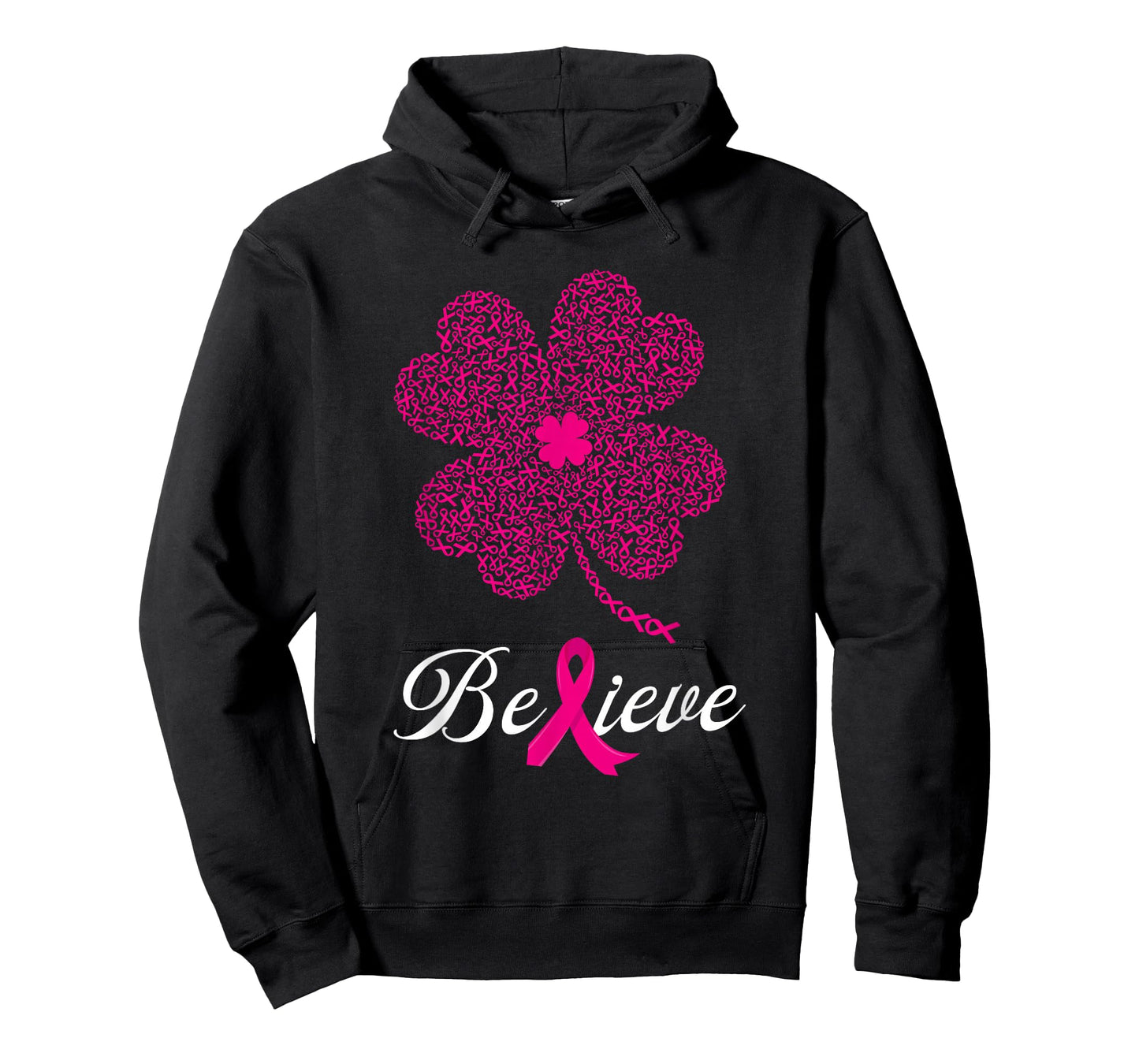 Pink Ribbon Shamrock Believe Breast Cancer St Patrick's Day T-Shirt