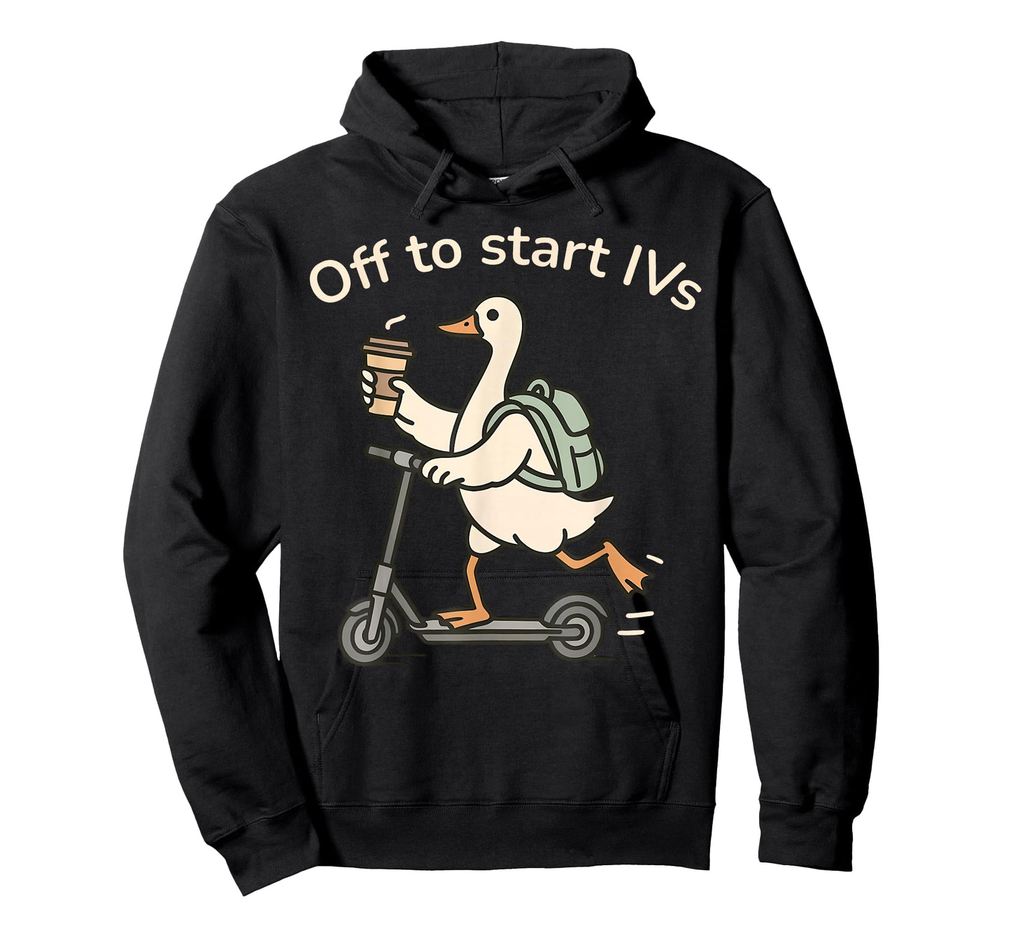 Off to Start IVs Funny IV Nurse Goose Scooter Infusion Nurse T-Shirt