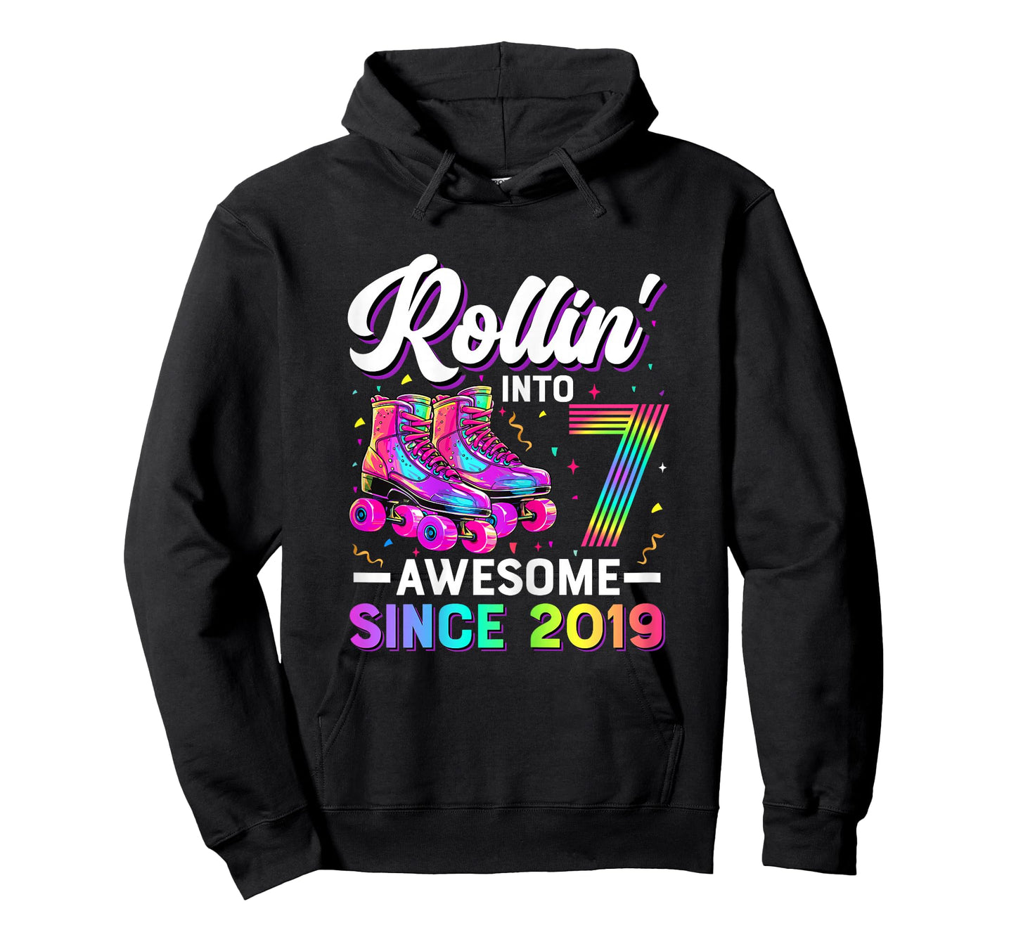 7th Birthday Shirt Girl 7 Year Old Roller Skate Skating T-Shirt