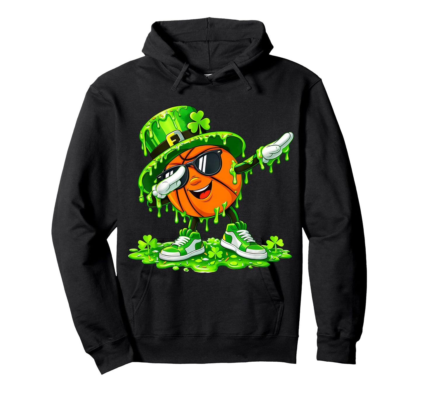 Dab Basketball St Patricks Day Ice Cream Drip Boys Shamrock T-Shirt
