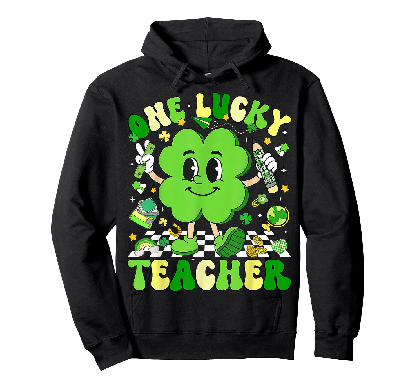Groovy Shamrock One Lucky Teacher St Patricks Day Women Men T-Shirt