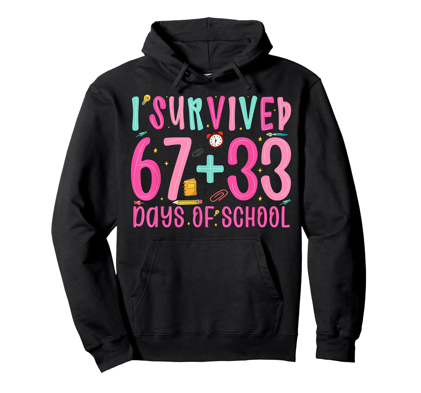 I Survived 67+33 Days of School Teacher Boys Girls 100 Days T-Shirt