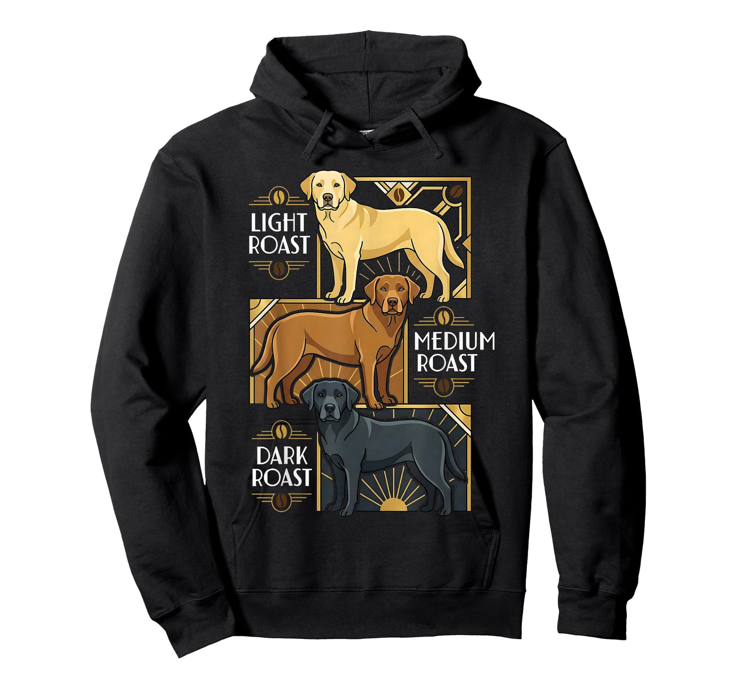 Funny Labrador Coffee Roasts Art Deco Black Yellow Lab Tee T-Shirt