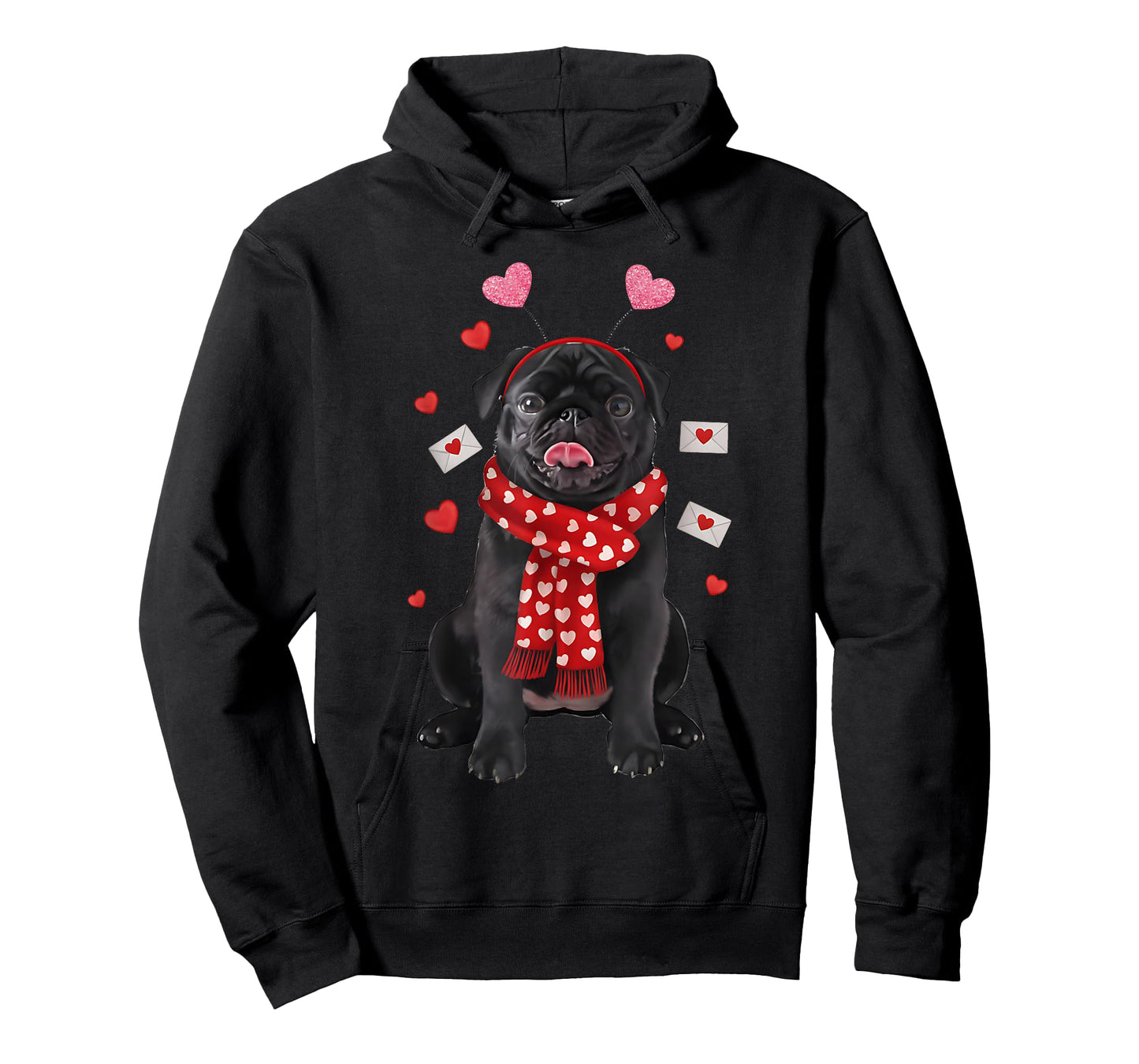 Cute Pug Valentine’s Day Dog Mom - Funny Black Pug Dog Lover T-Shirt