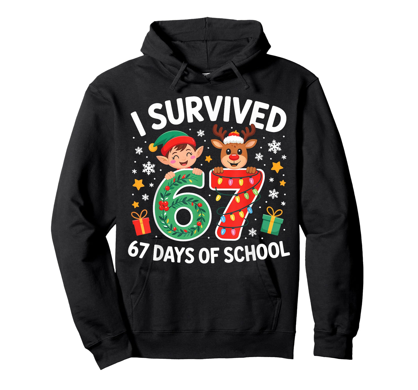 I Survived 67 Days of School Christmas Candy Cane Six Seven T-Shirt