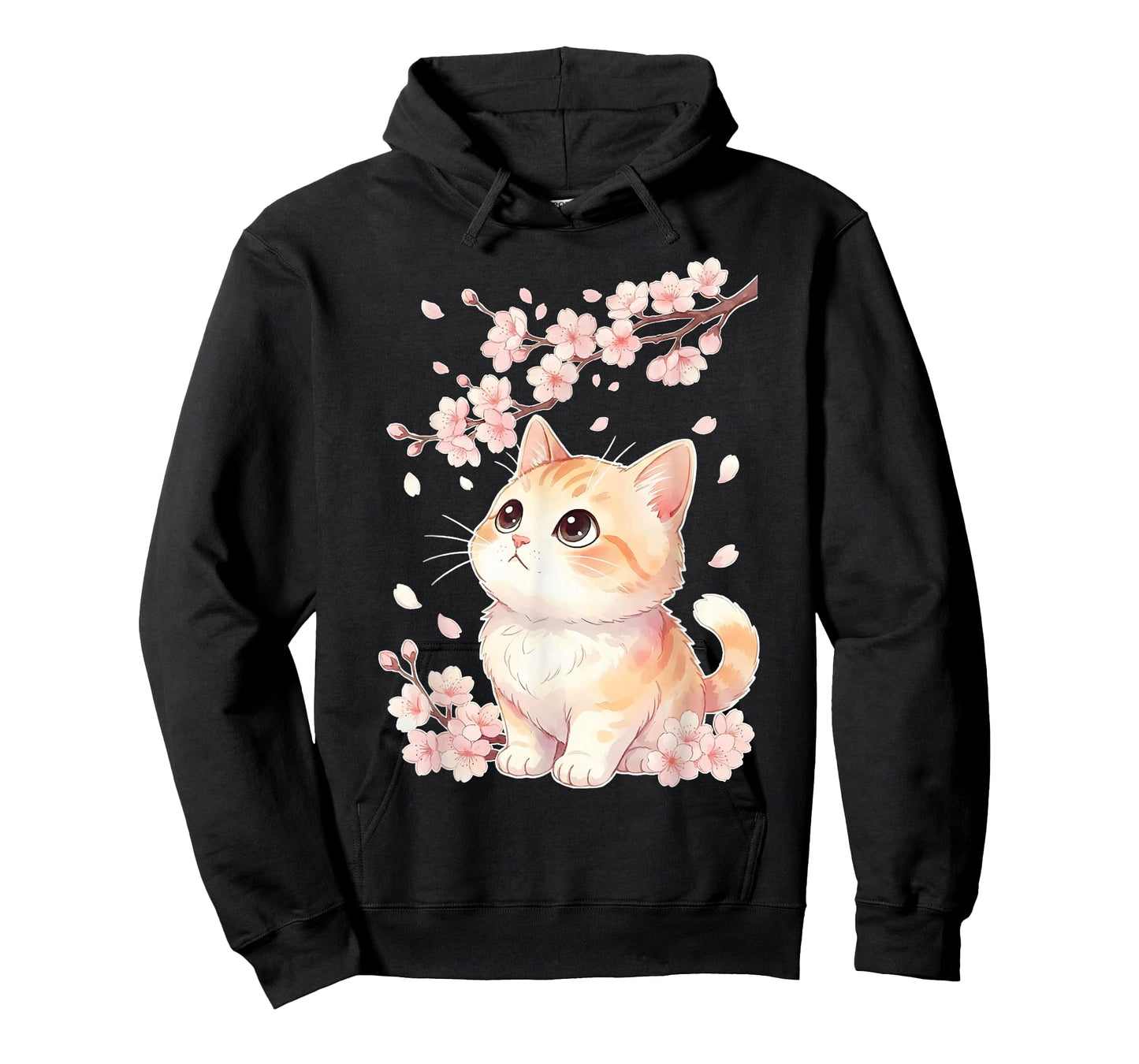 Cute Sakura Kitten Cherry Blossom Japanese Kawaii Anime Cat T-Shirt
