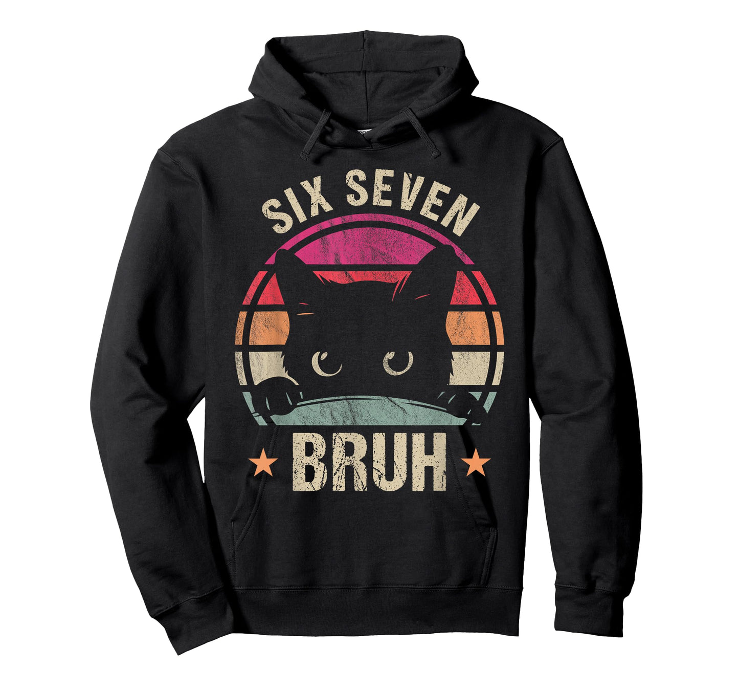 67 Bruh Black Cat Meme Six Seven 6 7 Kids Boys Men Women T-Shirt