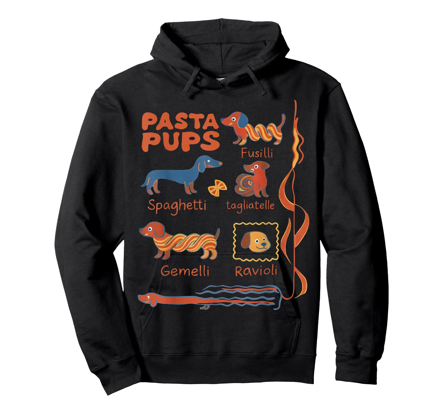Pasta Pups Dog Funny Dachshund Dog Pasta Foodie Dog Sausage T-Shirt