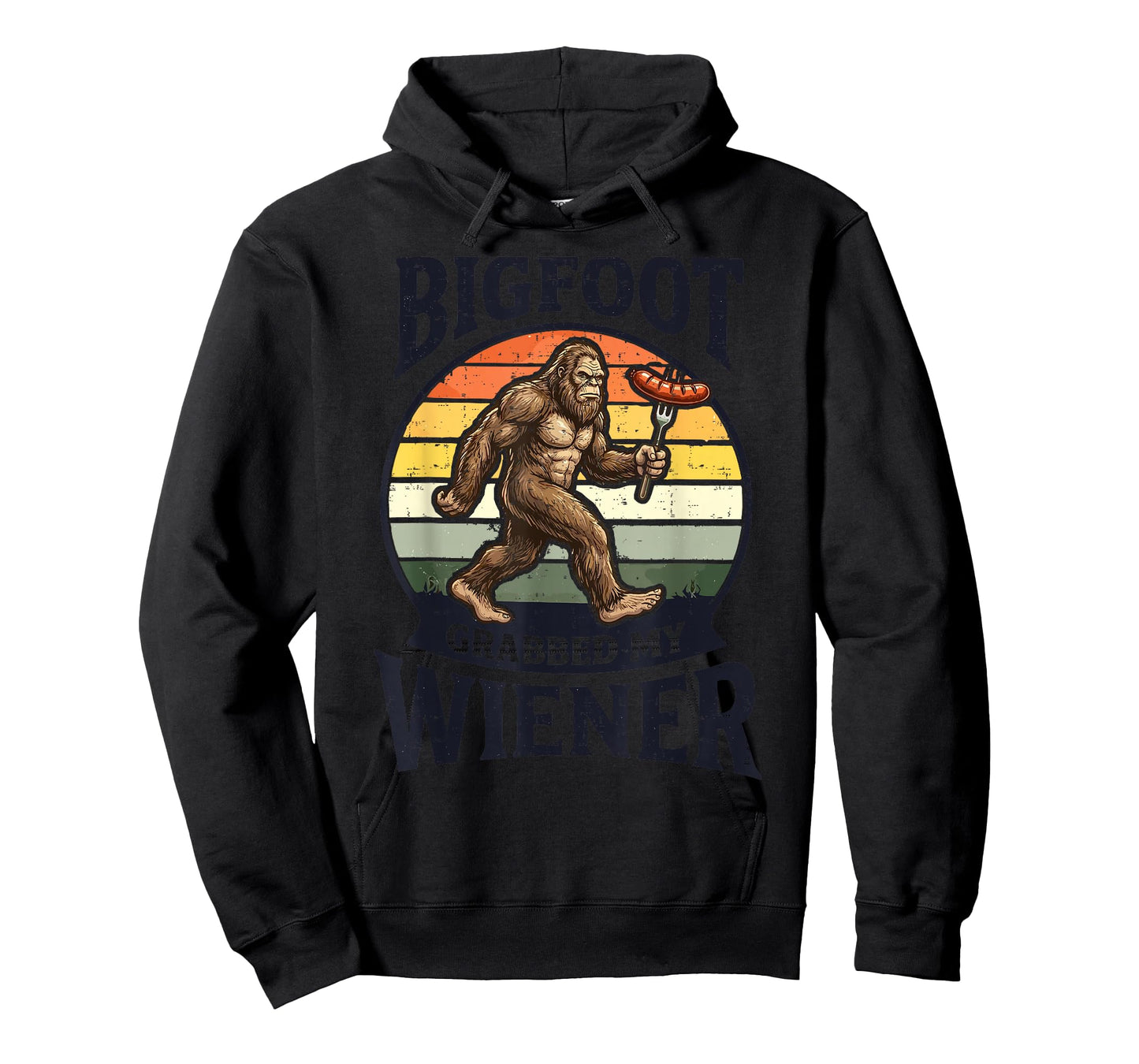 Bigfoot Grabbed My Wiener Funny Sasquatch Retro Camping T-Shirt
