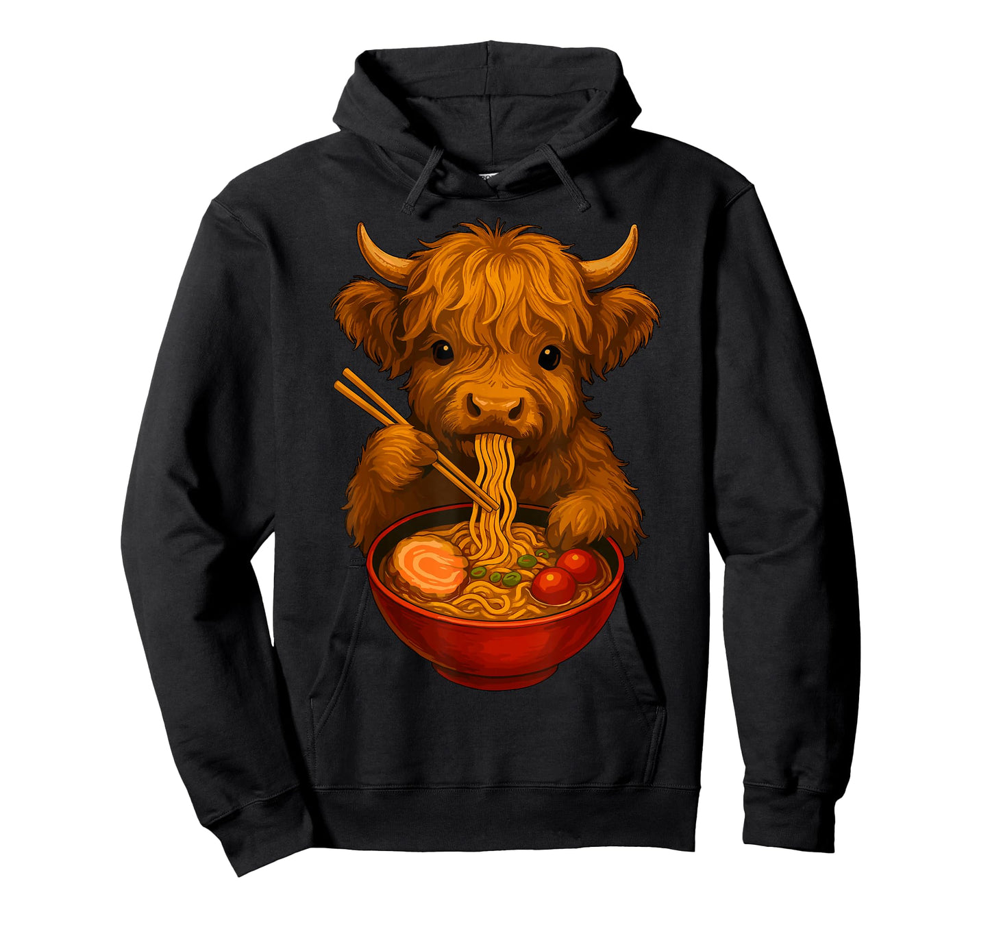 Highland Cow Eating Ramen T-Shirt