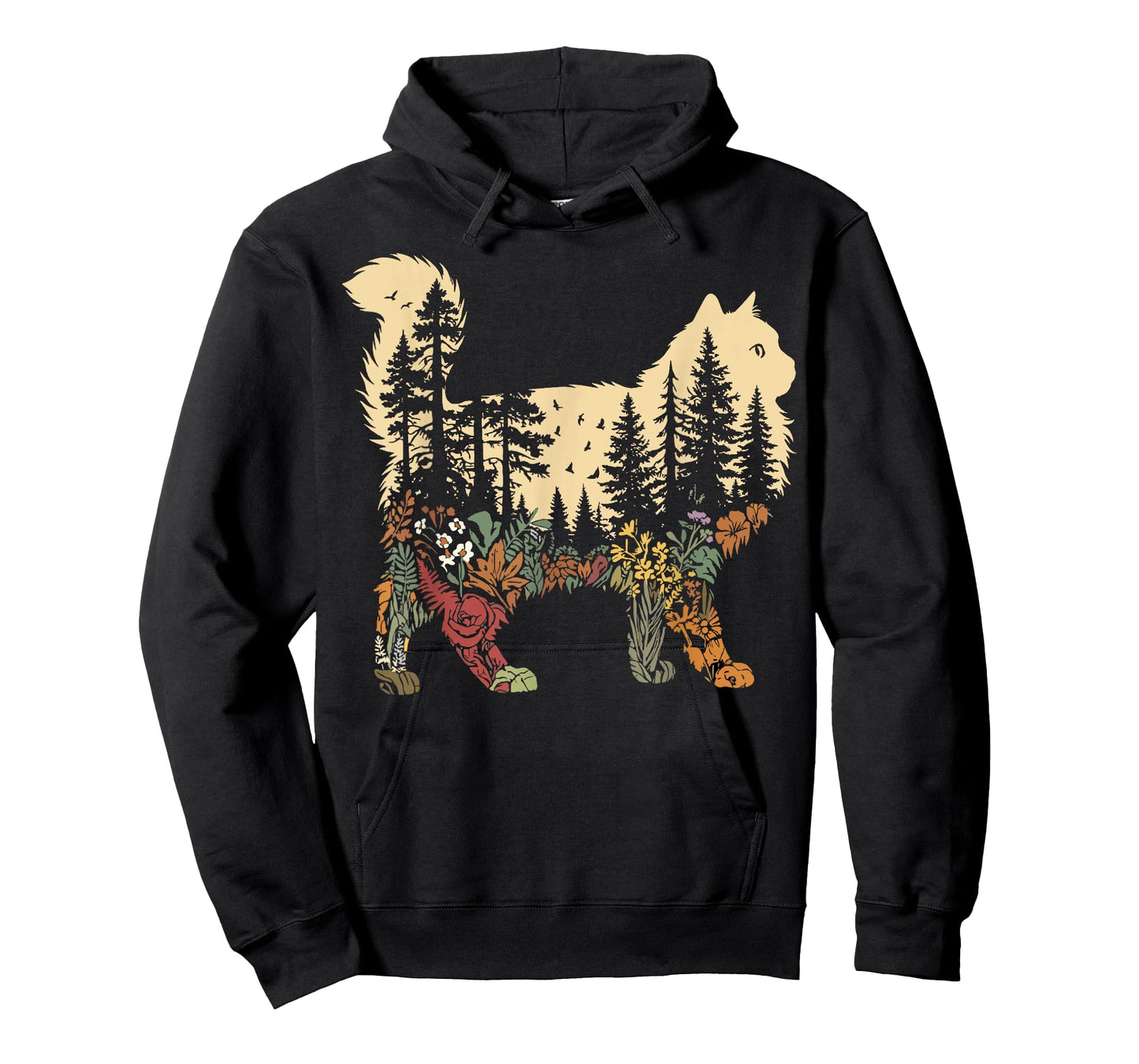 Nature Cat Lovers Boho Ragdoll Forest Floral Scene T-Shirt