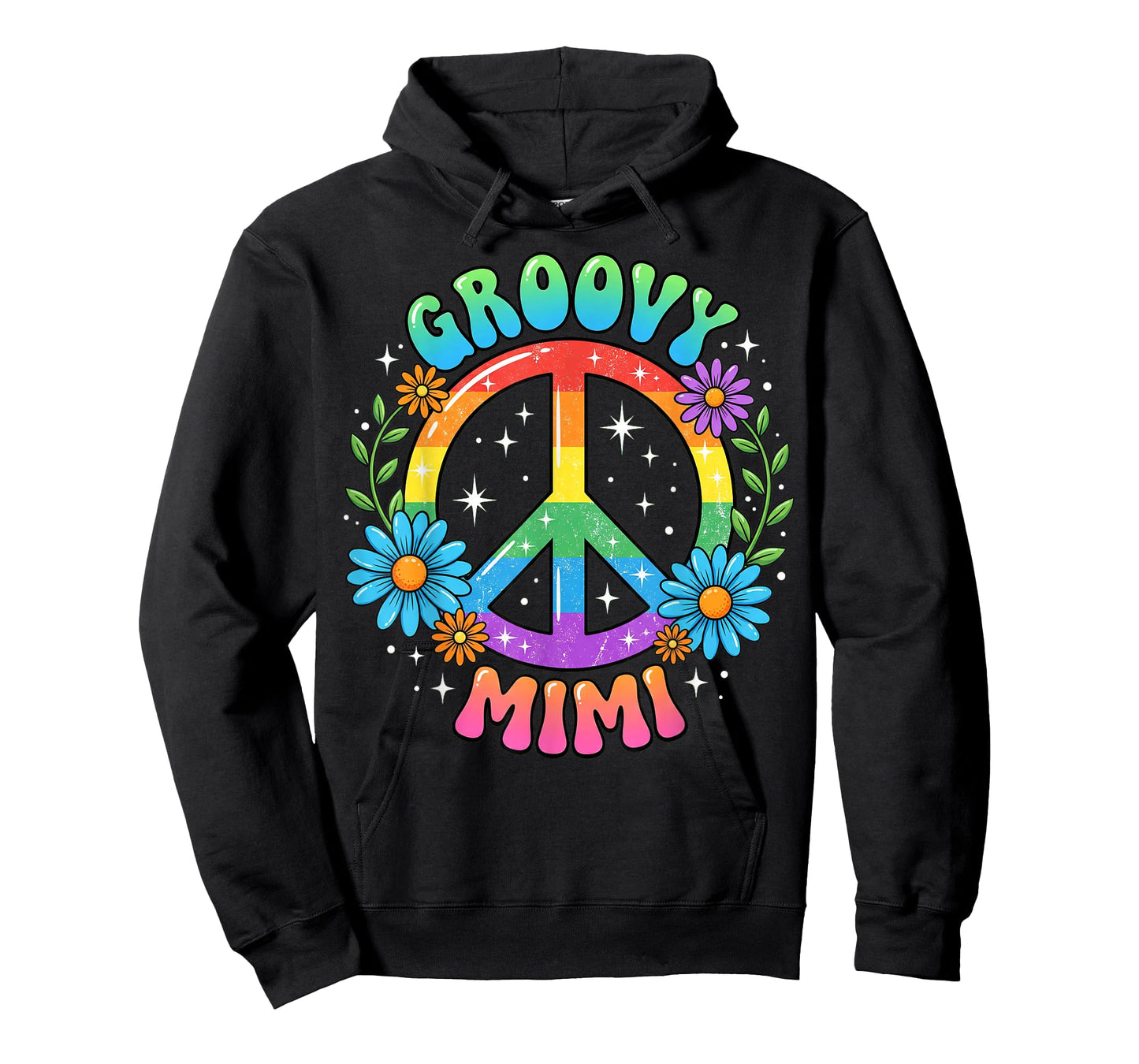 Funny Groovy Mimi Floral Hippie Grandmother Mom Mother Retro T-Shirt