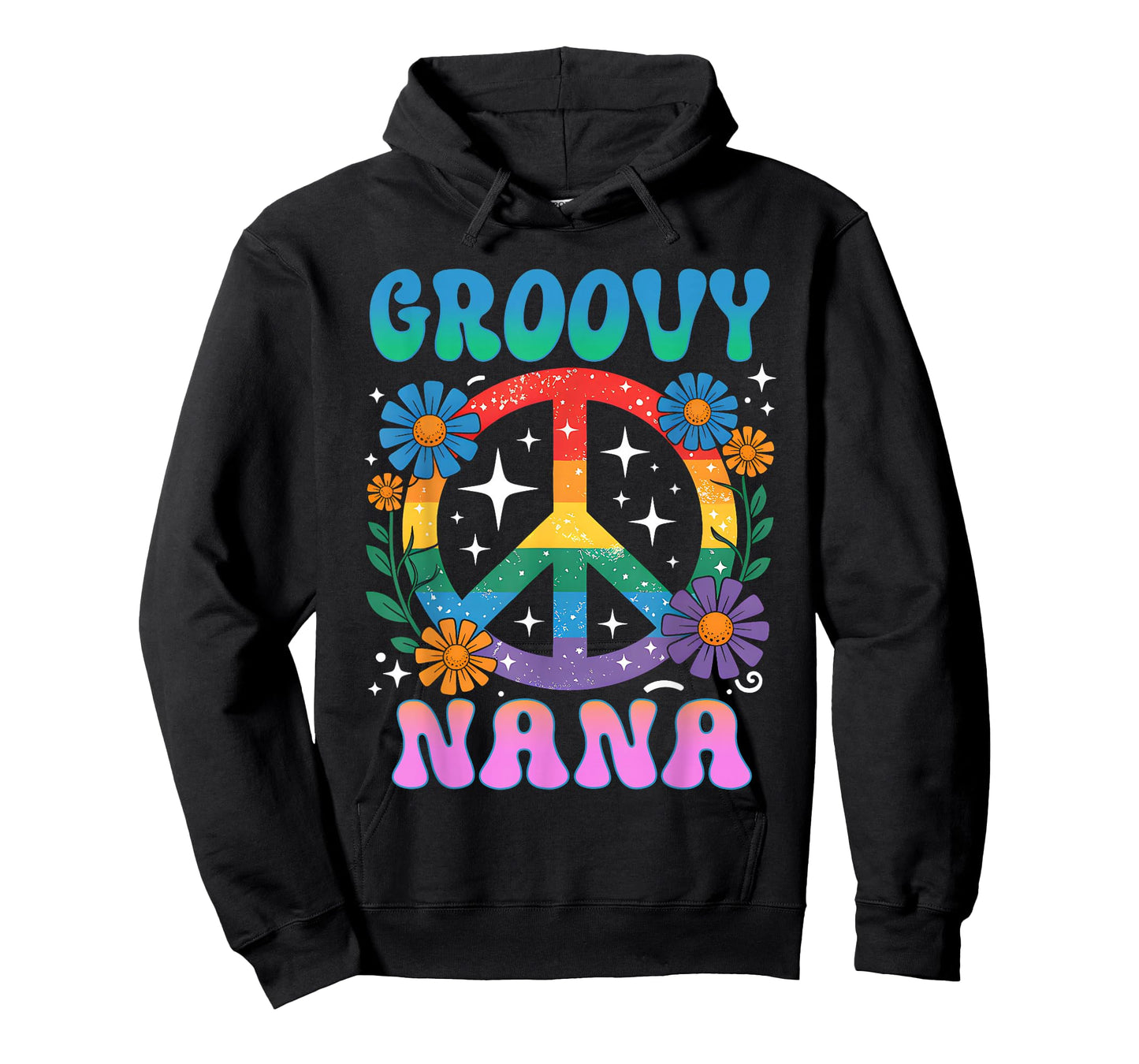 Groovy Nana Floral Hippie Funny Mother's Day Mom Women T-Shirt