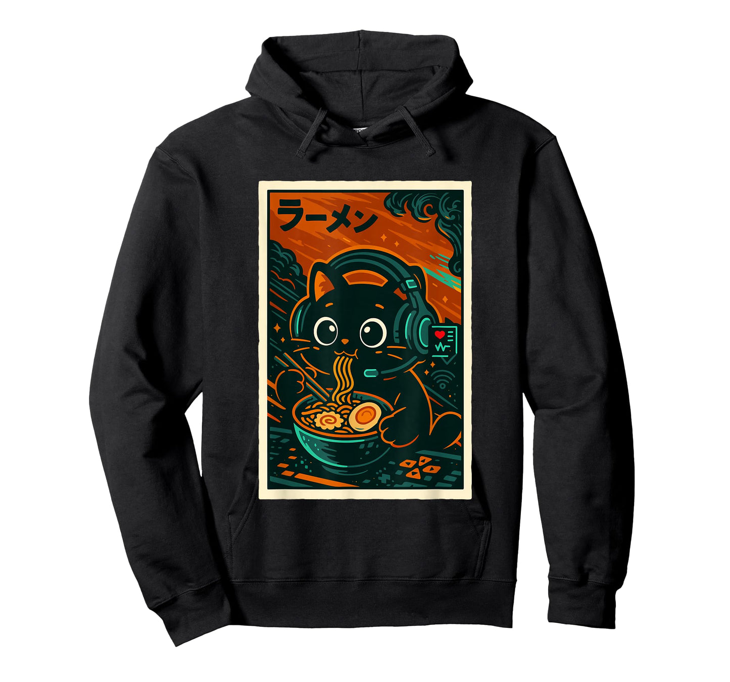 Retro Vintage Japanese Kawaii Slurping Ramen Cat Gamer T-Shirt