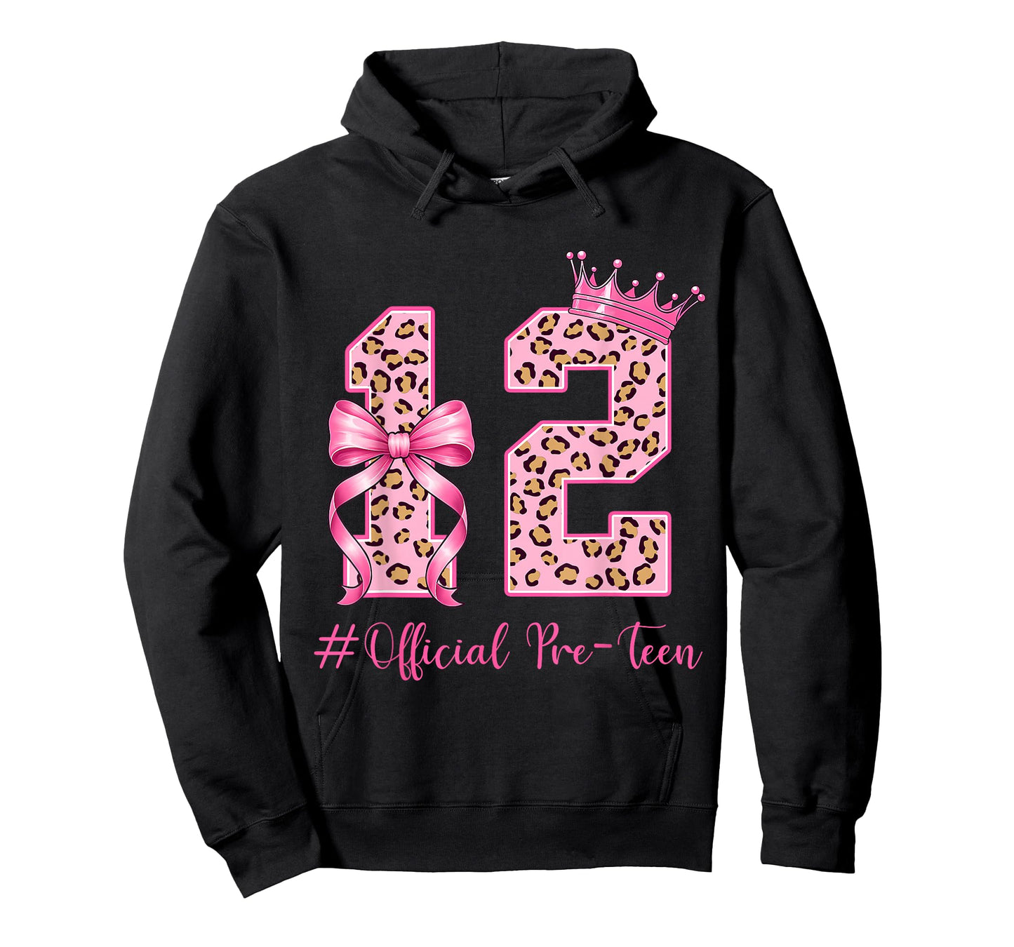 12th Birthday Girl Pink Coquette Bow Leopard 12 Year Old T-Shirt