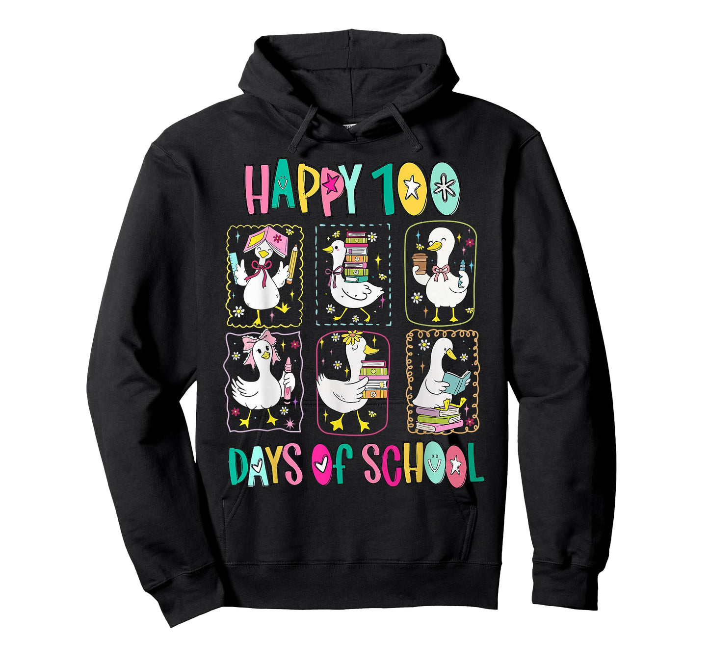 Happy 100 Days of School Student Teacher Funny Goose Silly T-Shirt