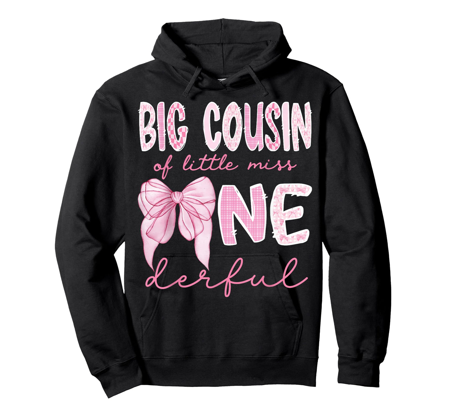 Big Cousin of Little Miss Onederful First Birthday Girl Bow T-Shirt