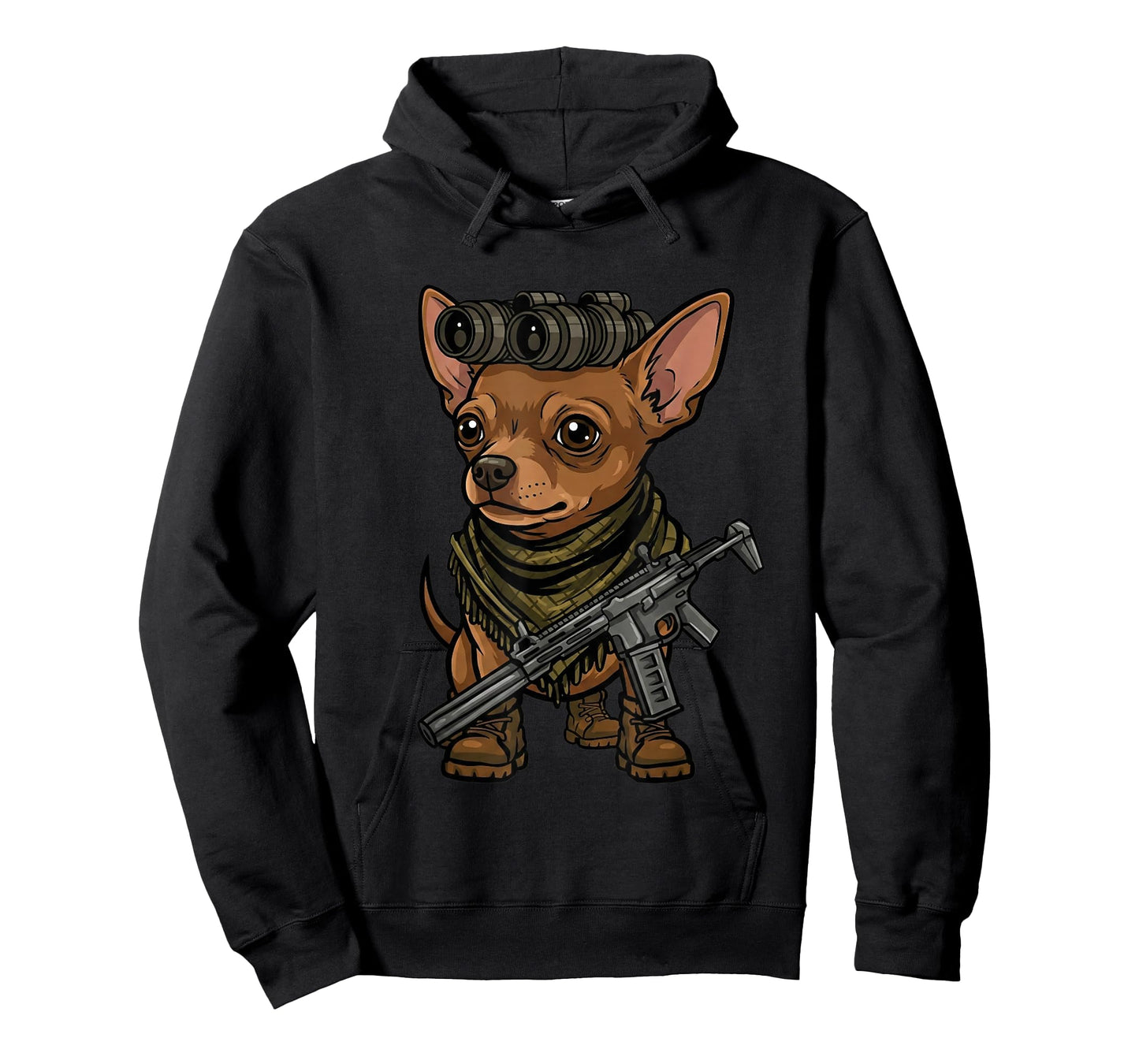 Chihuahua with NVG Funny Tactical Chihuahua Military Meme T-Shirt