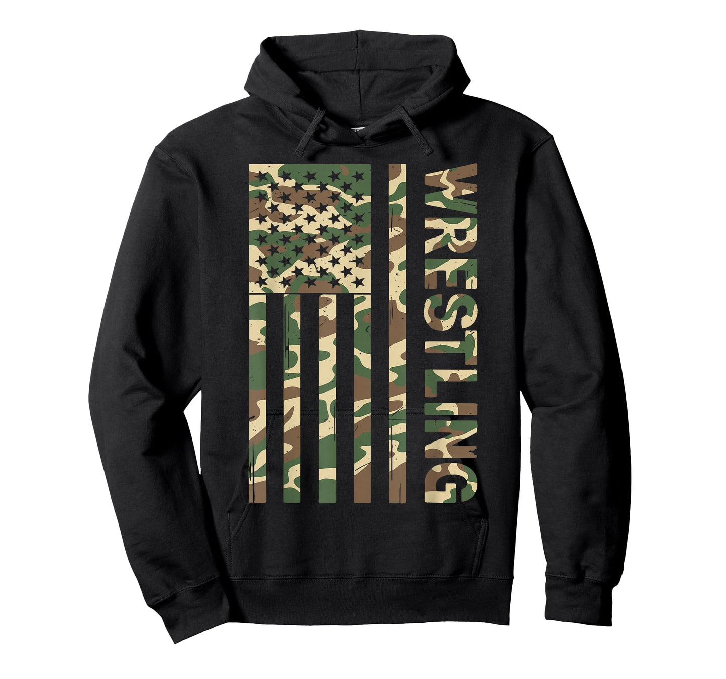 Youth Camo US Wrestling American Flag Patriotic Boy Wrestler T-Shirt