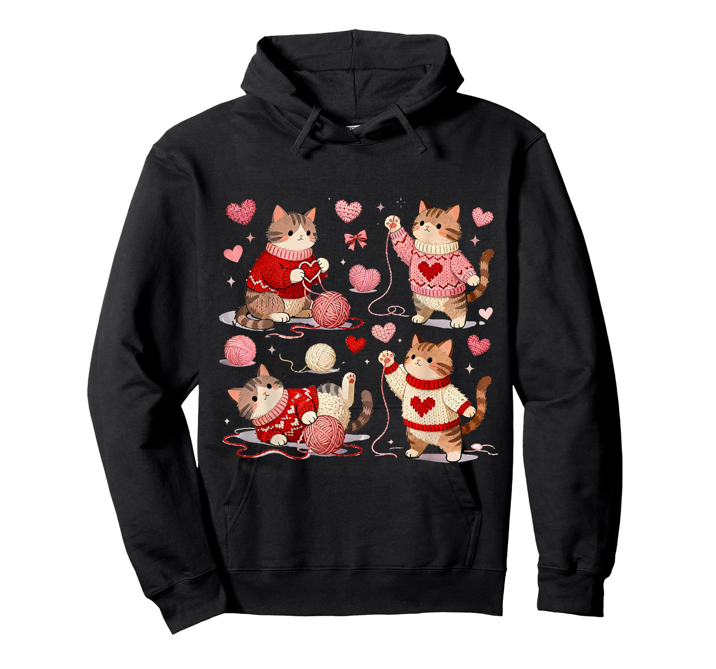Happy Valentine Cute Crochet Cat Love Design T-Shirt