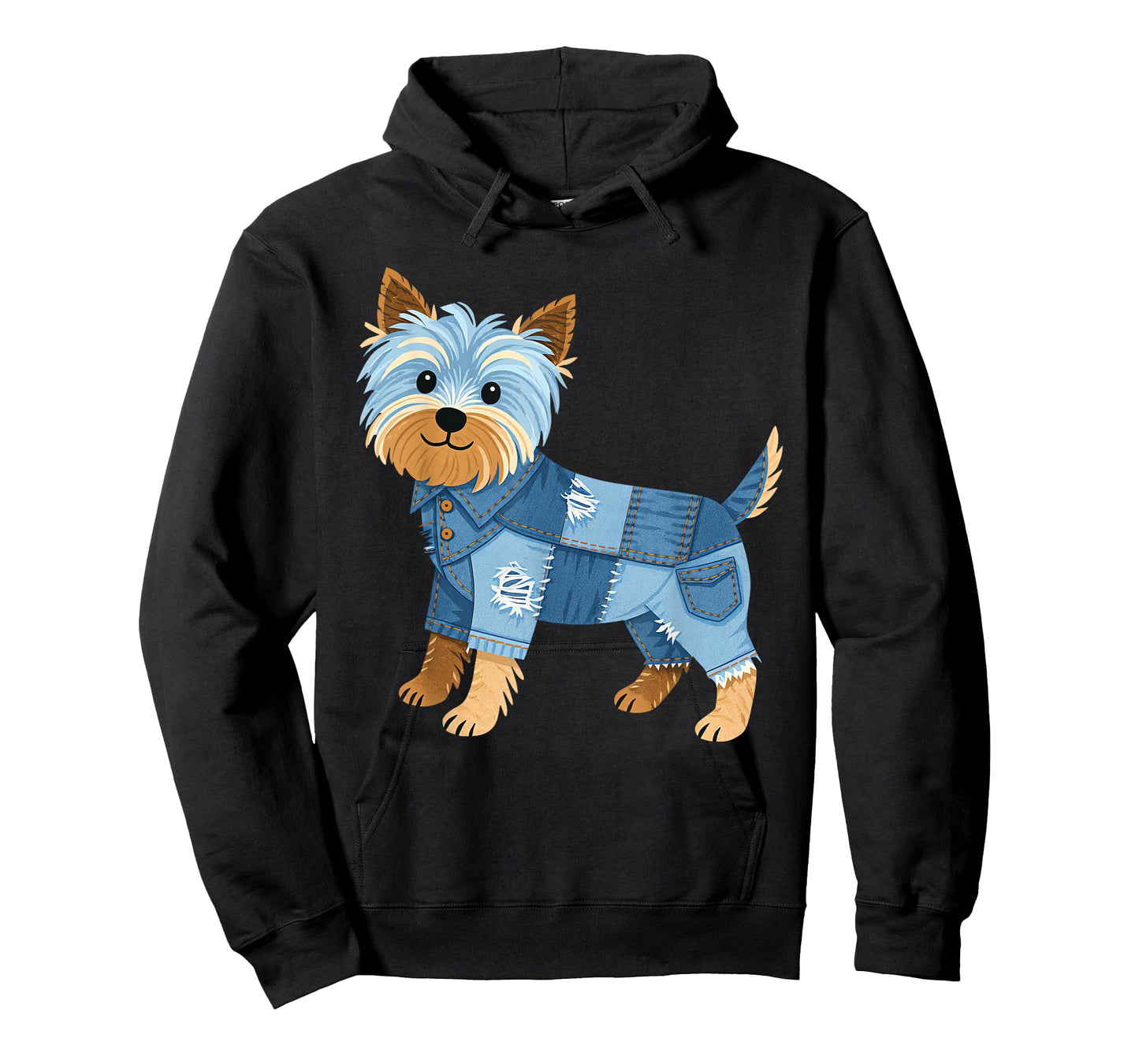 Cute Denim Dog Patchwork Puppy Vintage Style Art T-Shirt