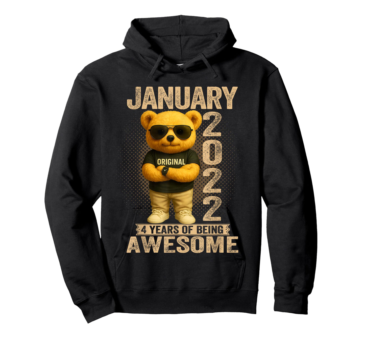 4 Year Old January 2022 Teddy Bear 4th Birthday Men Women T-Shirt