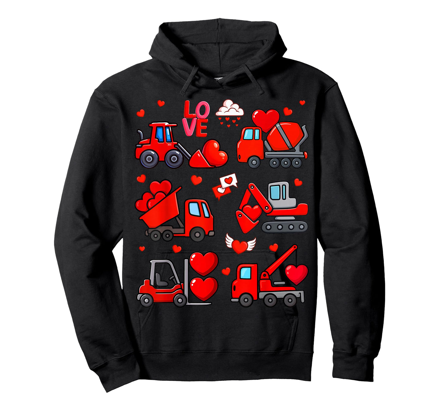 Funny Heart Truck Consturction Love Valentine Outfit Boy Kid T-Shirt