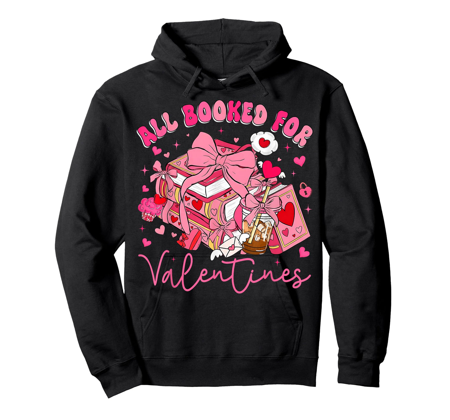 Valentine All Booked Book Coffee Coquette Bow Girl Women T-Shirt