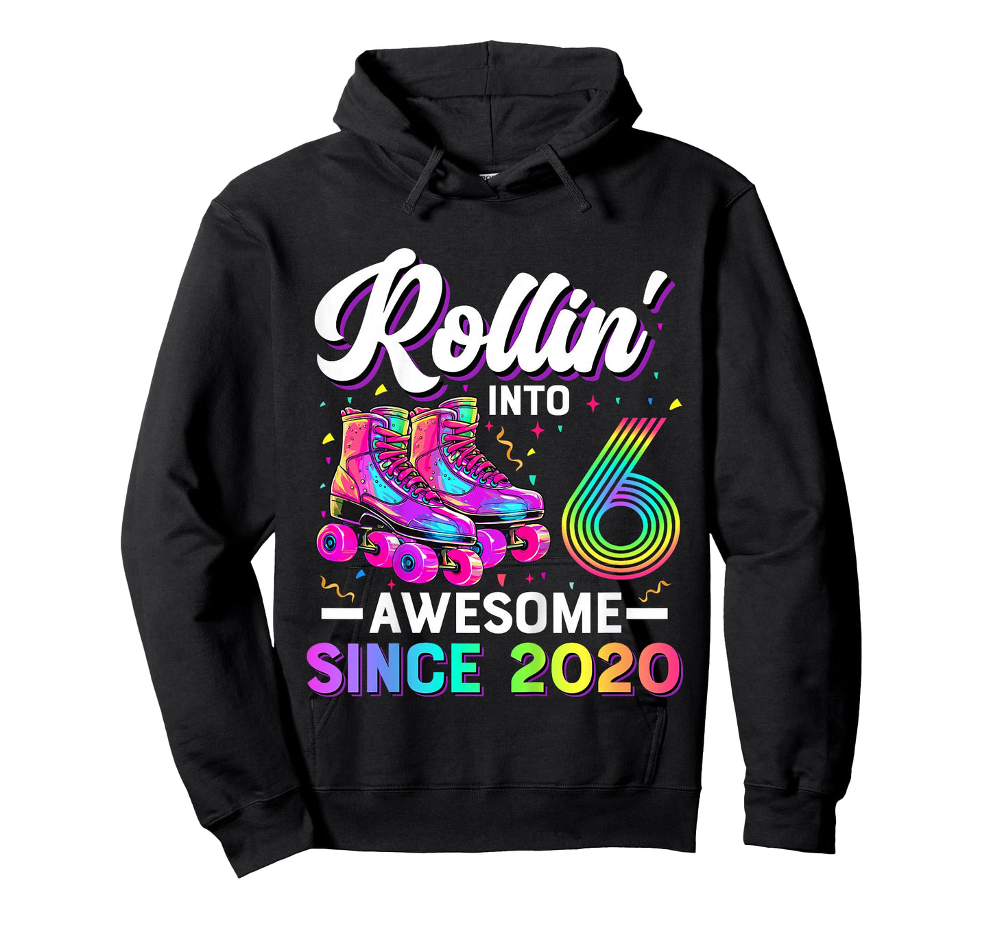 Kids 6th Birthday Shirt Girl Six 6 Year Old Roller Skate Skating T-Shirt