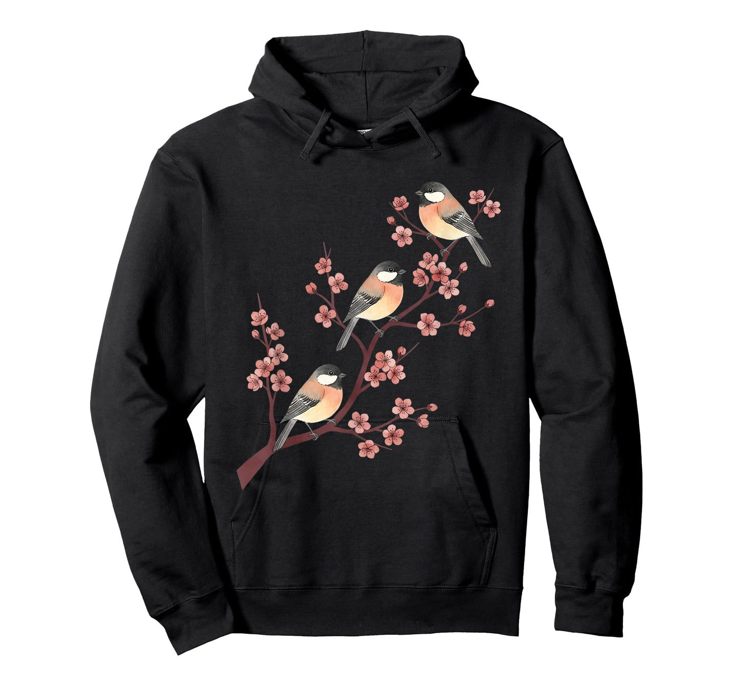 Bird Chickadee Trio On Cherry Blossoms SpringSong T-Shirt