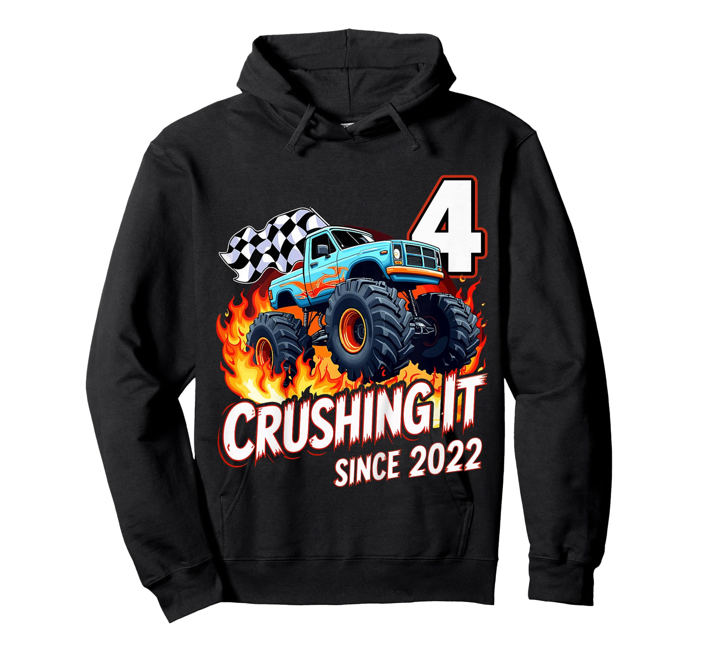 Kids 4th Birthday Monster Truck 4 Year Old Boys Born 2022 T-Shirt