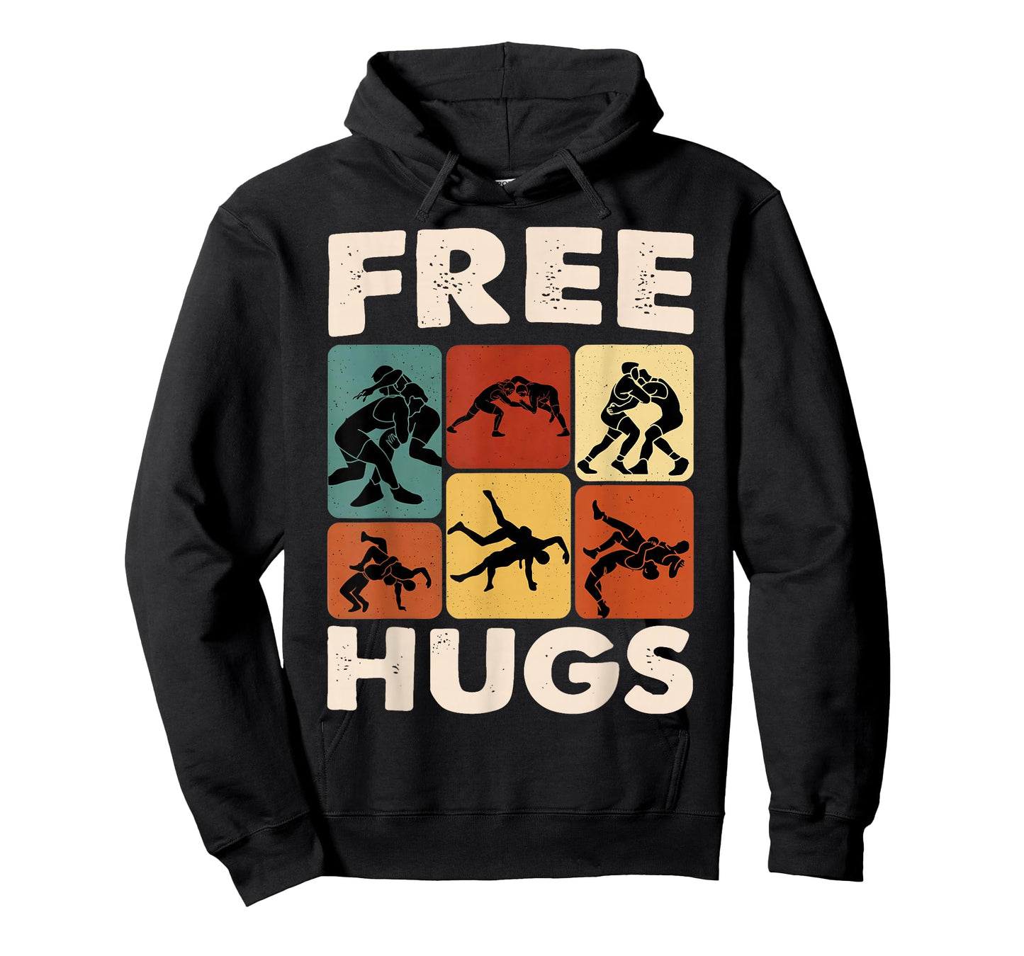 Retro Free Hugs Wrestling Graphic Gift for Men Women Kids T-Shirt