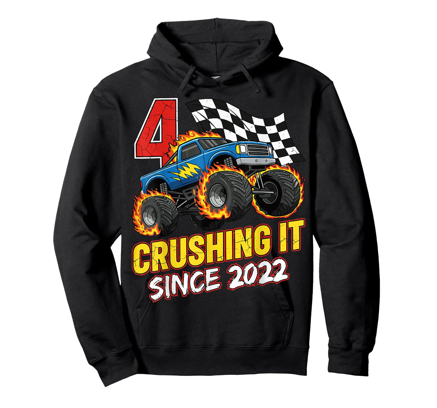 Birthday Monster Truck 4 Year Old Boys 4th Party Born 2022 T-Shirt